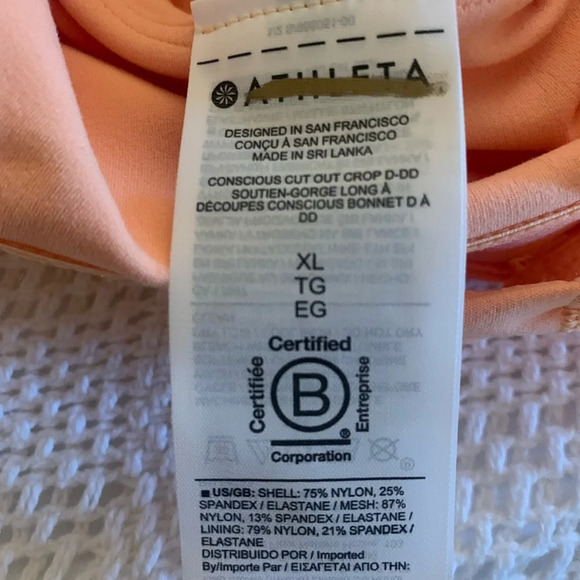Athleta NEW Womens Sport Bra Conscious Cutout Crop Size XL Cup Size D-DD Cups - Picture 9 of 10